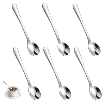 Zdjęcie produktu dla 6 łyżeczek do espresso, stal nierdzewna, 9 cm, srebrne, nadają się do mycia w zmywarce