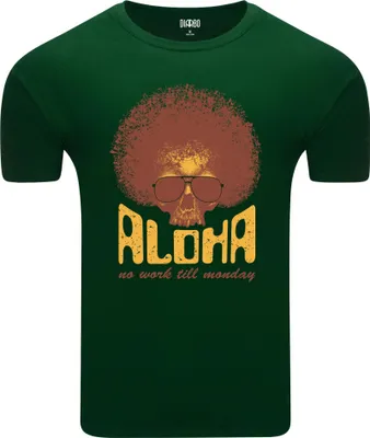 Obrázok produktu pre Diarbo Pánske tričko s vtipnou potlačou Aloha Skull Dark Green Veľkosť XXL