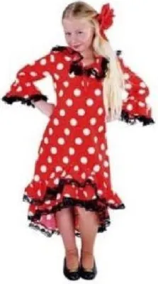 Produktbild von M203016-140 rot Kinder-Mädchen Spanierin Punktekleid Gr.140