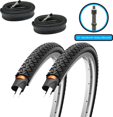 Produktbild von 2x Fahrradreifen 28x1,50 Zoll (40-622) 700x38c mit Pannenschutz inkl. 2x Schlauch Fahrradventil