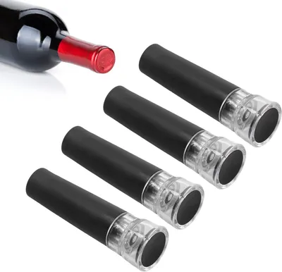 Imagen del producto de Tapones para botellas de vino - Juego de 4 - Tapones reutilizables para vino - Tapones para vino al vacío que retrasan la oxidación, mantienen la frescura, son a prueba de fugas y ayudan a conservar el vino en óptimas condiciones
