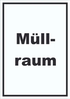Produktbild von Müllraum Schild mit Text Abfall Mülltrennung hochkant A6 Rückseite selbstklebend