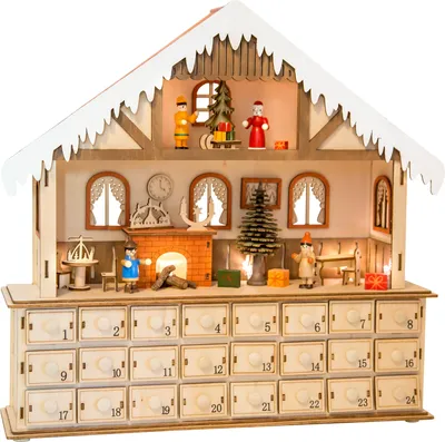 Produktbild von Small Foot 10546 Adventskalender Stube mit Beleuchtung, natur/bunt