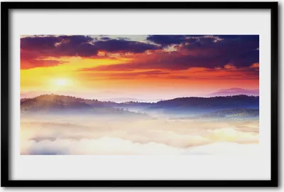 Produktbild von Bild 60x40 MDF-Rahmen Wandkunst Sun Mountain Landschaft