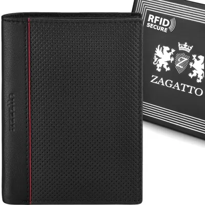 Obrázek produktu pro Pánská kožená peněženka černá Zagatto, vertikální, ochrana RFID, elegantní a prostorná, 12,7x9,3x3 cm, ZG-N4-F14