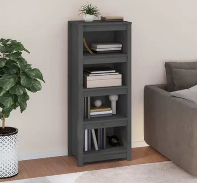 Produktbild von vidaXL Bücherregal Grau 50x35x125,5 cm Massivholz Kiefer - Bücherregal - Bücherregale - Bücherschrank - Bücherregal Holz