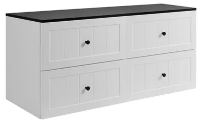 Image de Ensemble de meubles de salle de bains, blanc / noir, 120 (2 x 60) x 46 x 58 cm