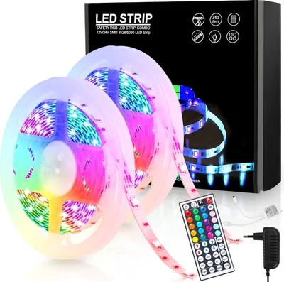 Produktbild von Clanmacy 10M LED Streifen Leiste set LED Strip LichtBand RGB Lichterkette 30LEDs 5050SMD mit 44 Tasten Fernbedienung