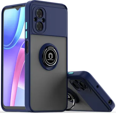 Produktbild von Xiaomi Poco M4 5G Hülle, Ring Halter Ständer Matte TPU Rahmen Stoßfest Schutzhülle für Xiaomi Poco M4 5G Blau