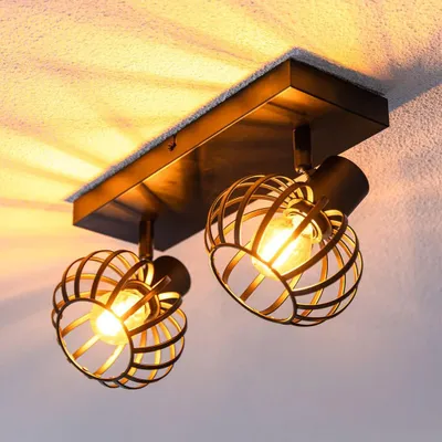 Image de HOFTRONIC - Plafonnier LED 40W 2 spots Douille E14 Noir IP20 incliné pivotant