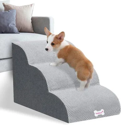 Immagine prodotto di Scala per cani di piccola taglia a 3 gradini - Antiscivolo e con copertura rimovibile