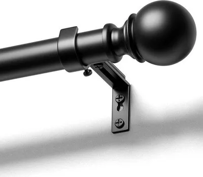 Productafbeelding van Ibenzoa® Uittrekbare gordijnroede, 80–367 cm – matzwart, Ø 25 mm, wanddikte 0,8 mm, geschikt voor wand- en plafondmontage, belastbaar tot 30 pond, inclusief pluggen en schroeven