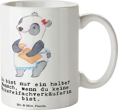 Produktbild von Mr. & Mrs. Panda Kaffeebecher Bäckereifachverkäuferin Herz - Weiß - Geschenk, Teetasse, Becher, Bäckerei, Lustig, Trinkbecher, Beruf, Tasse, Kakaotasse, Backstube