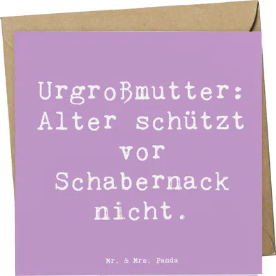 Produktbild von Mr. & Mrs. Panda Grußkarte Spruch Urgroßmutter Schabernack - Lavendeltraum - Geschenk, Familie, Familientradition, faltkarte, Ahnen, doppelkarte, Familienmitglieder