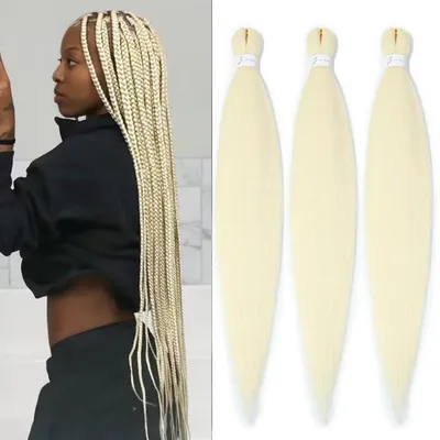 Immagine prodotto di Flechthaar: Extension per capelli, lunghezza 32 pollici, confezione da 3 pezzi, fibra sintetica, colore 613, già pre-piegate