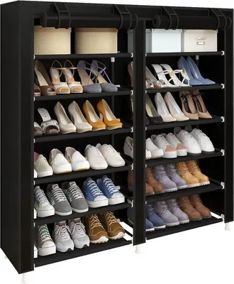 Produktbild von Famanu Schuhregal Freistehende Tragbare Schuhaufbewahrung - Schwarz
