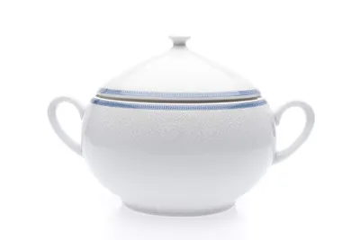 Produktbild von Thun 1794 Suppenschüssel, tschechisches Porzellan, 2,8 l, weiße Spitze, blauer Rand, Thun