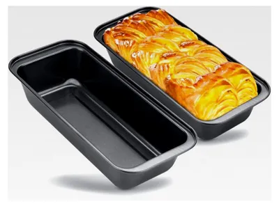 Produktbild von Kastenform - Kastenform für Kuchen und Brote, gleichmäßige Bräunung - Antihaftbeschichtung - Sauerteigbeständig - Kohlenstoffstahl - Set 2-35 cm