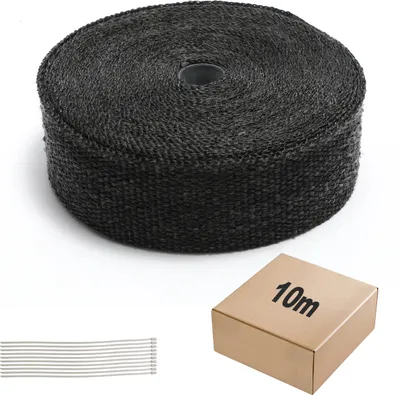 Obrázok produktu pre Clanmacy 10M titánová páska na ochranu pred teplom Páska na výfuky Páska na výfukové potrubie s 10 kovovými káblovými páskami pre výfukové systémy, izolačná páska na ochranu pred teplom