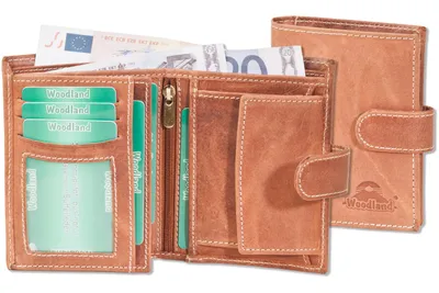 Produktbild von Woodland® Hochformat-Riegelbörse mit RFID/NFC-Blocker Schutz aus naturbelassenem Büffelleder in Creme