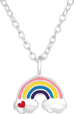 Produktbild von Kette Kinder Silber 925: Mädchen Halskette mit Anhänger Regenbogen (Rainbow)
