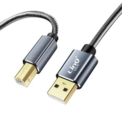 Zdjęcie produktu dla Kabel USB-A 2.0 do USB-B 2.0 Szybka transmisja Pleciony nylon 1,5 m LinQ