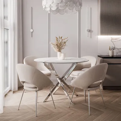 Obrázek produktu pro BEIRA II kulatý stůl, 90 cm, chromovaná keramická deska / Calacatta bez židlí