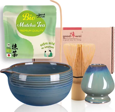 Obrázok produktu pre Matcha čajový set "Menouseki" s japonským práškem Matcha | Matcha miska s nalévačem