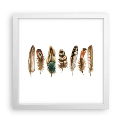 Produktbild von Gerahmtes Poster - Weißer Rahmen - Weiß Hintergrund Federn - 30x30 cm - Wand Bild - Wanddeko - Wandbilder - Kunstposter - Wandposter - Bilderrahmen - Bilder - Kunstdruck - P2WAC30x30-4419