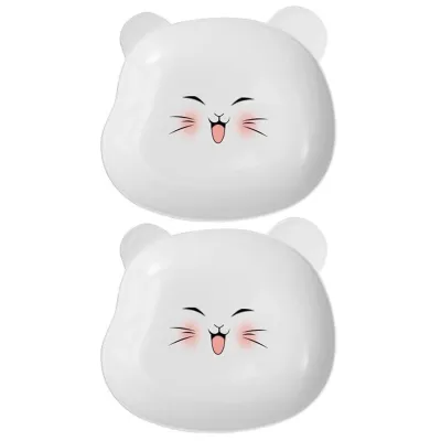 Produktbild von 2Pcs Snack Teller leicht zu reinigen Kunststoff Cartoon Bär Form Soße Teller Geschirr Geschirr Küche Gadget-Weiss
