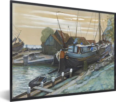 Produktbild von MuchoWow® MuchoWow® Gerahmtes Poster Droogdok am Durgerdam - Piet Mondrian 80x60 cm - Poster mit zchwarzem Bilderrahmen - Schwarzem - Mit Gestell
