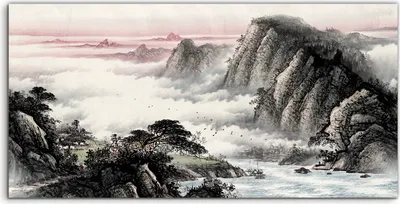 Produktbild von Coloray Acrylbild 120x60  Wandbild Acrylbilder Chinesische traditionelle Malerei