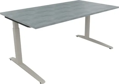 Produktbild von Schreibtisch Kufe Einzels. Quadrat B1600xT900xH650-850 si/Beton hell