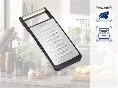 Obrázok produktu pre Kuchynské strúhadlo z nehrdzavejúcej ocele, vhodné do umývačky riadu, na jemné strúhanie a krájanie, Microcut