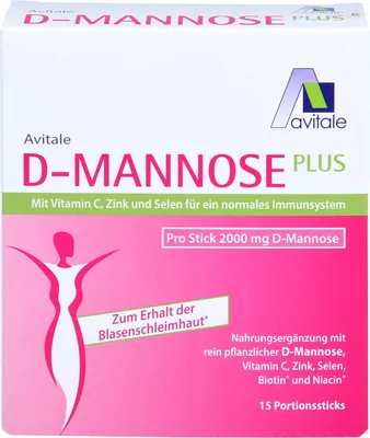 Image de Avitale 2000 mg de D-mannose en sachets individuels pour le maintien de la muqueuse vésicale, paquet de 15 sachets