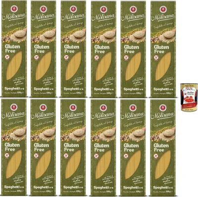 Produktbild von La Molisana, Spaghetti N.15 Senza Nudeln Glutine, Gluten -freie Pasta und Bronzezeichnung mit Vollreis, Mais und Quinoa, Kochzeit 10 Minuten, 12x 400 g + Italian Gourmet polpa 400g