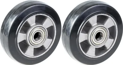 Image de roue 152mm 6" caoutchouc noir avec centre en aluminium capacité 660kg, jeu de 2