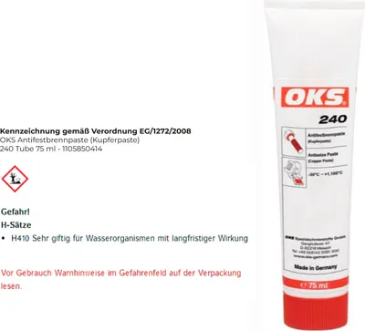 Produktbild von OKS Antifestbrennpaste (Kupferpaste) 240 Tube 75 ml - 1105850414
