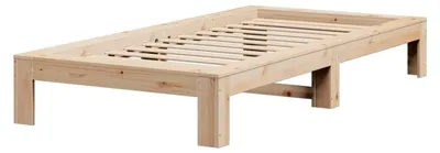 Produktbild von Massivholzbett aus Kiefernholz, Bettgestell mit Stauraum und Lattenrost, Einzelbett 90x200cm für das Schlafzimmer