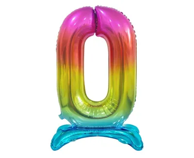 Obrázek produktu pro Fóliový balón s číslem 0, stojící, barevný, 74 cm