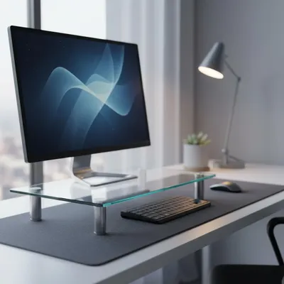 Produktbild von Monitorständer Glas 38,5 cm TV?Erhöhung Sicherheitsglas mit Chromfüßen
