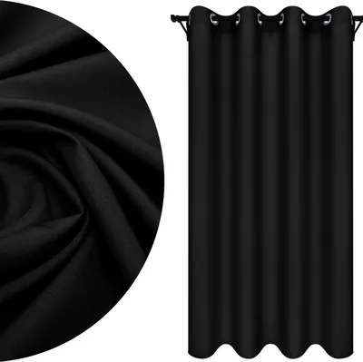 Obrázok produktu pre Nepriehľadný záclona s očkami, rozmery: 140x240 cm, farba: čierna