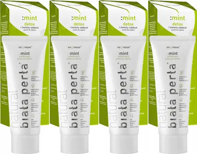 Immagine prodotto di Biała Perła | Set di dentifrici 4 x 75 ml - Sbiancante - Gusto menta - Ingredienti naturali - Senza fluoro