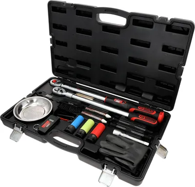 Immagine prodotto di Set MASTER per cambio ruote con chiave dinamometrica a cricchetto INFINITOOL da 1/2", 20 – 200 Nm, 18 pezzi