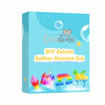 Produktbild von DIY Seife Selber Machen Set für Kinder – Soap Lab Seifenherstellung Regenbogen und Einhorn Seifenblock Kreativ Spielzeug Geschenk Junge und Mädchen