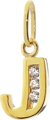 Produktbild von Buchstabe J 8 Karat 333 Gelbgold Kettenanhänger Klein 8mm Alphabet Zirkonia 9220