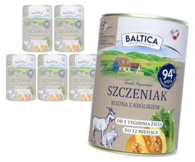Zdjęcie produktu dla Baltica Kozina z Królikiem 6x400g Bezzbożowa Mokra Karma Dla Szczeniąt