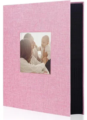Produktbild von Fotoalbum Leinen 300 Fotos 10x15cm Rosa Hardcover mit Fenster