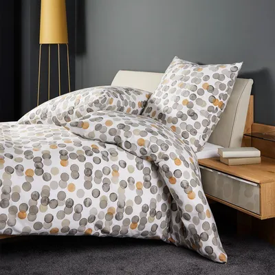 Produktbild von Janine Mako-Satin Bettwäsche Palermo 31173 greige ockergelb 155x220 cm + 80x80 cm