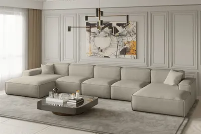 Produktbild von Wohnlandschaft U-Form CELES XL in Stoff Opera Velvet Beige